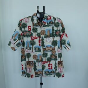 Reyn Spooner Stanford Hawaiian Shirt Men's Large L Multi University Cotton Aloha